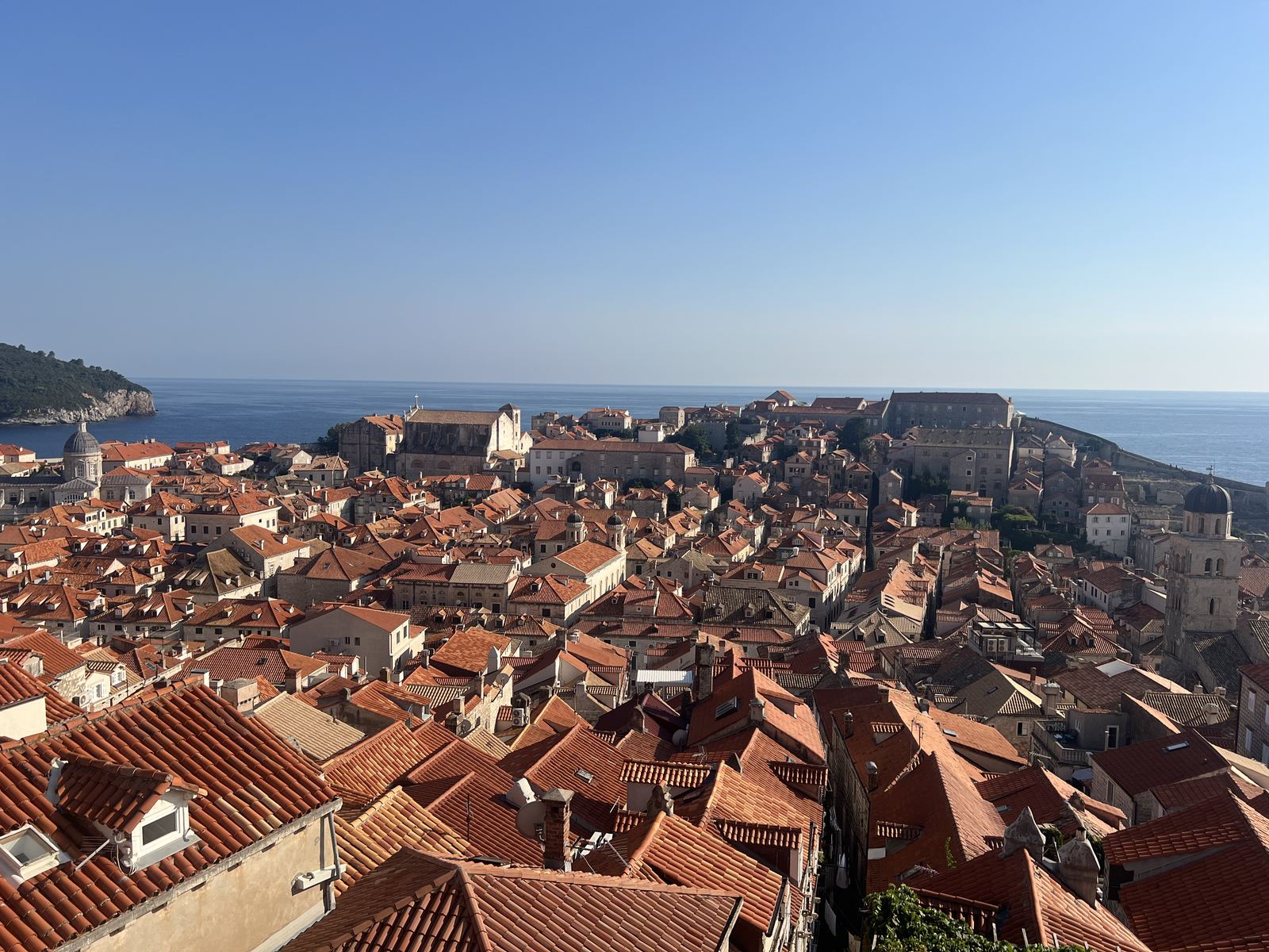 The red rooftops of the old town in Dubrovnik, seen from the city walls
