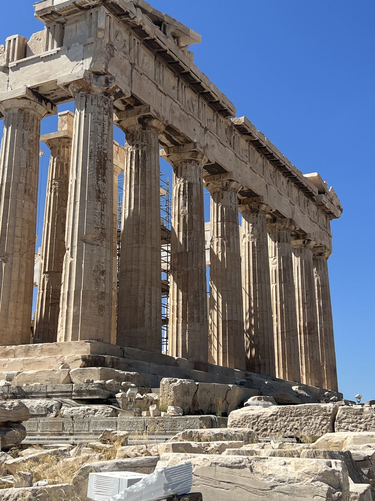 The columns of the Parthenon on the Acropolis in Athens